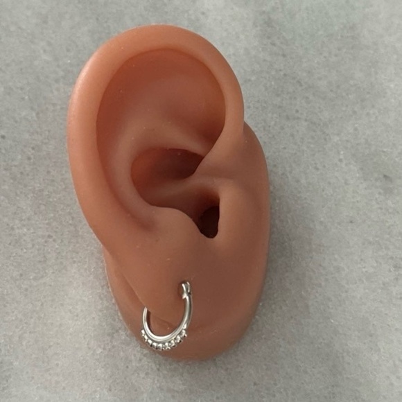 COPY - Sterling Silver Huggie Hoop Beaded Earrings - Picture 2 of 4